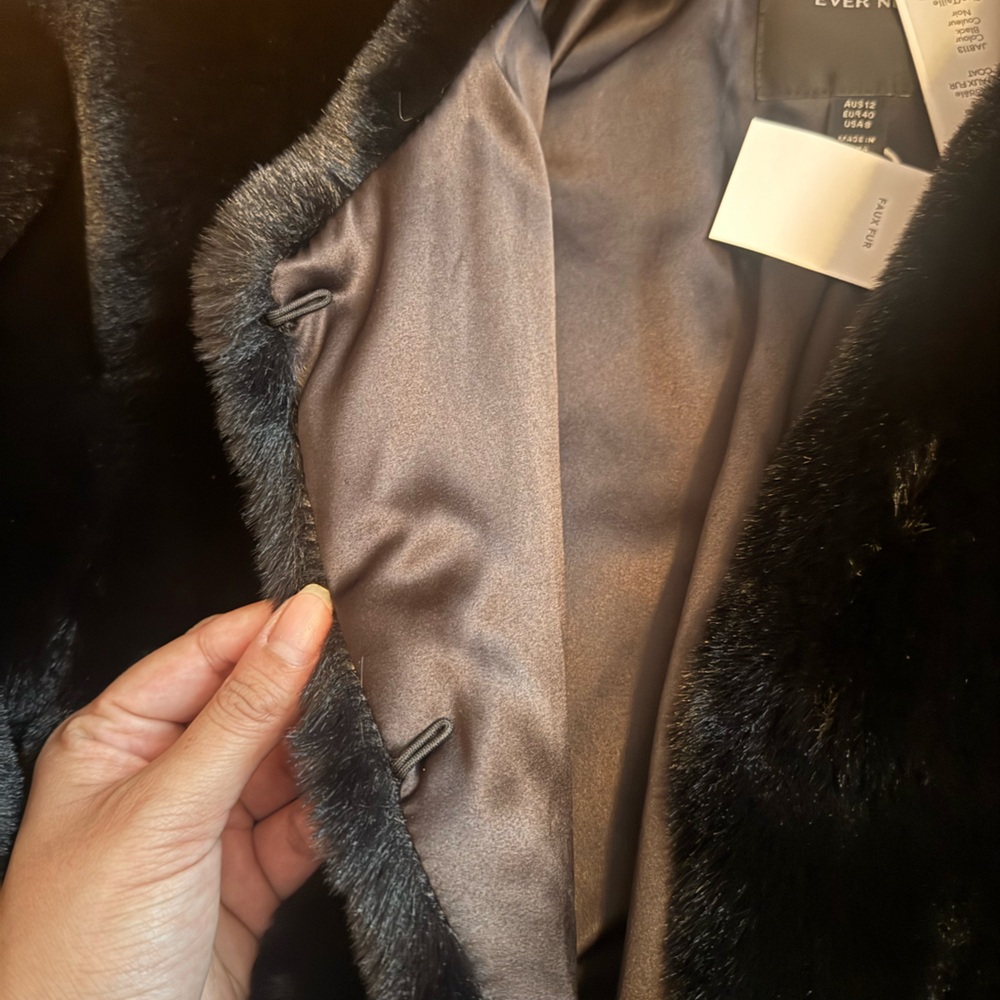 NWT Ever New Black Faux Fur Lana Jacket Coat - Picture 4 of 4